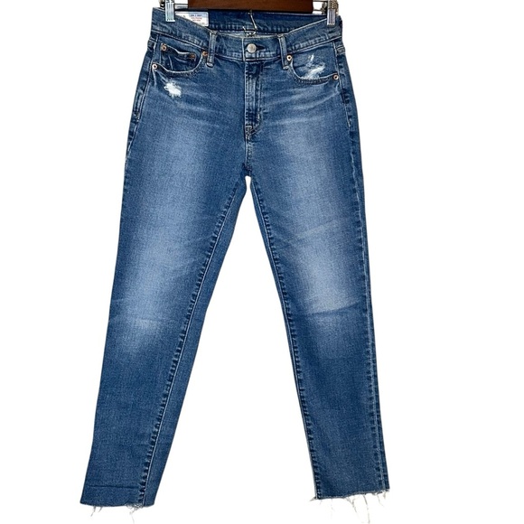 GAP Size 24/ 00  R Girlfriend Mid Rise Blue Jeans Medium Wash Distressed - Picture 1 of 8